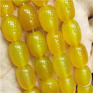 Natural Agate Barrel Beads Yellow Dye A-Grade, approx 13-18mm, 22pcs per st