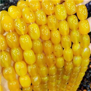 Natural Agate Barrel Beads Yellow Dye AB-Grade, approx 13-18mm, 22pcs per st