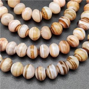 Brown Striped Agate Beads Smooth Rondelle Natural Color, approx 8x10mm