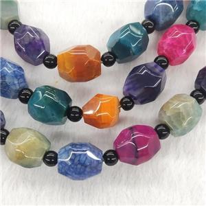 Natural Agate Barrel Beads Dye Faceted, approx 14-17mm