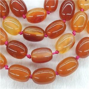 Red Carnelian Agate Barrel Beads, approx 14-20mm