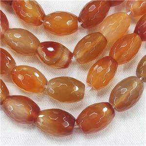 Natural Red Carnelian Beads Faceted Barrel, approx 13-18mm
