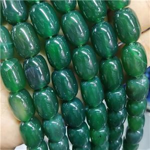 Natural Agate Barrel Beads Green Dye Smooth, approx 13-18mm