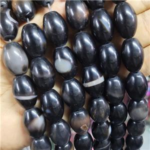 Black Agate Barrel Beads Smooth, approx 13-18mm