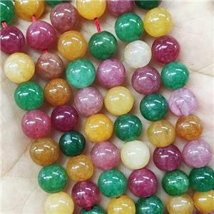 Quartzite Jade Beads Smooth Round Mixed Color, approx 8mm dia