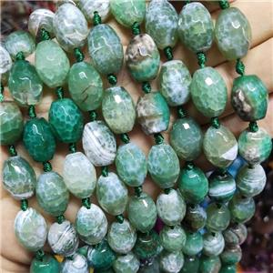 Green Fire Agate Barrel Beads Faceted, approx 13-18mm