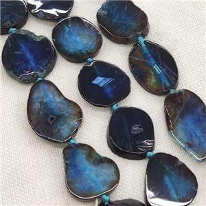 Natural Agate Slice Beads Blue Dye, approx 15-42mm