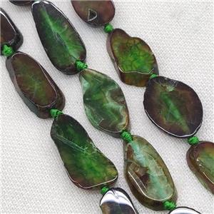 Natural Agate Slice Beads Green Dye, approx 15-42mm