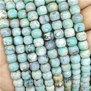 Natural Agate Rondelle Beads Smooth Turq Green Dye, approx 8-10mm