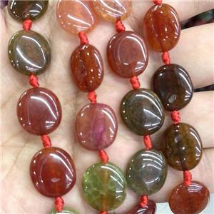Natural Agate Oval Beads Dye Multicolor, approx 15x20mm
