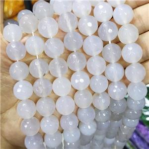 Natural White Agate Beads Faceted Round B-Grade, approx 14mm dia