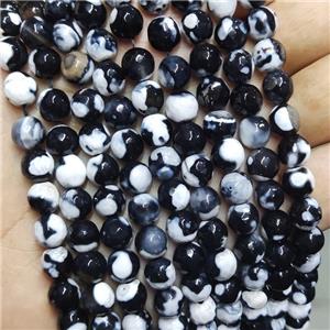 Black Fire Agate Beads Faceted Round, approx 8mm dia