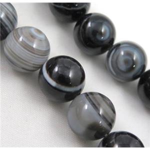 round gray Stripe Agate Stone beads, 12mm dia