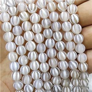 White Tibetan Agate Beads Smooth Round, approx 10mm dia