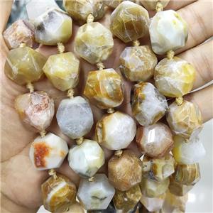Yellow Agate Druzy Beads Faceted Freeform, approx 15-18mm