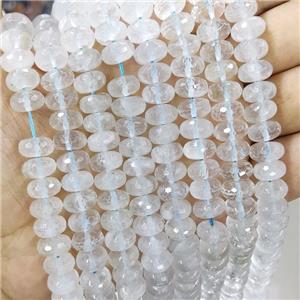 Clear Crystal Quartz Beads Faceted Rondelle, approx 10mm