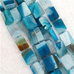 Teal Agate Rectangle Beads Dye, approx 15-20mm