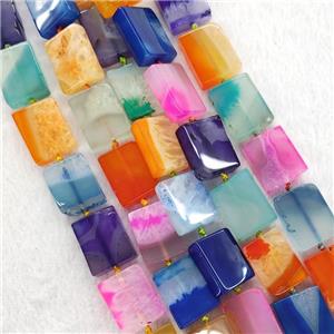Mixed Color Agate Rectangle Beads Dye, approx 15-20mm