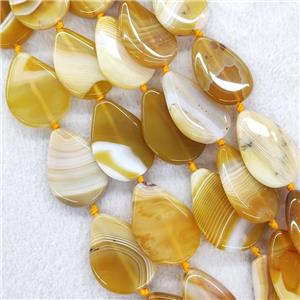 Yellow Stripe Agate Beads Teardrop, approx 30-40mm