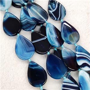 Blue Stripe Agate Beads Teardrop, approx 30-40mm