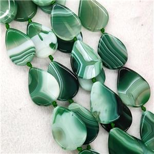 Green Stripe Agate Beads Teardrop, approx 30-40mm
