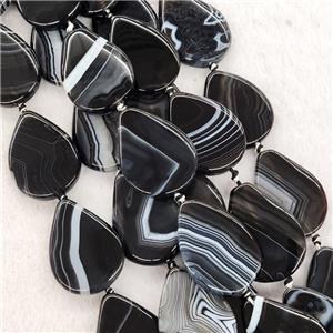 Black Stripe Agate Beads Teardrop, approx 30-40mm