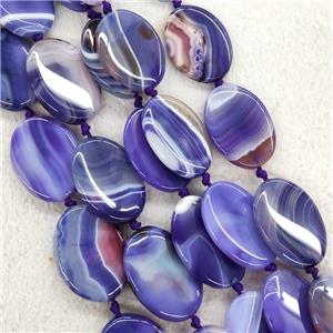 Purple Stripe Agate Oval Beads, approx 30-40mm