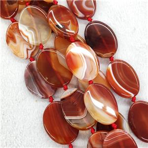 Red Stripe Agate Oval Beads, approx 30-40mm