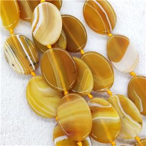 Yellow Stripe Agate Oval Beads, approx 30-40mm