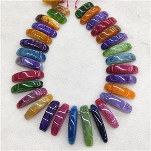 Natural Agate Stick Beads Topdrilled Dye Mix Color, approx 11-40mm