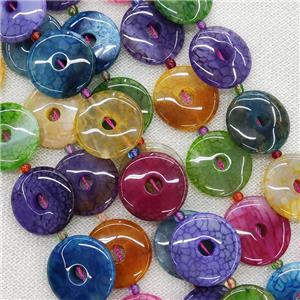 Natural Agate Donut Beads Dye Mix Color, approx 25mm