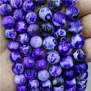 Purple Fire Agate Beads Smooth Round Dye, approx 8mm dia