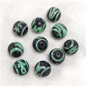 Tibetan DZi Agate Beads Green Dye Round, approx 14mm dia