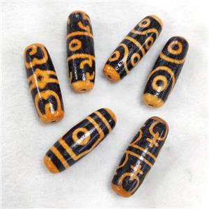 Tibetan DZi Agate Barrel Beads Orange Dye Mixed, approx 13-38mm