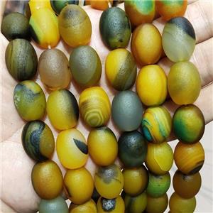 Natural Agate Barrel Beads Olive Dye Matte, approx 15-20mm, 18pcs per st