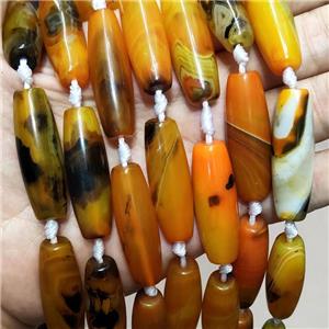 Natural Agate Rice Beads Orange Amber Dye, approx 13-40mm, 8pcs per st