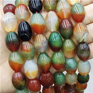 Natural Agate Rice Beads Dye Red Green, approx 15-20mm