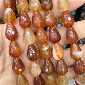 Natural Agate Beads Faceted Teardrop Red Dye, approx 12-16mm