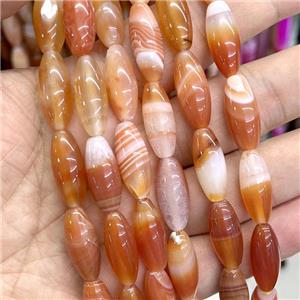 Red Stripe Agate Rice Beads Dye, approx 8-20mm