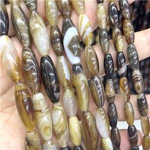 Stripe Agate Rice Beads Dye, approx 6-16mm
