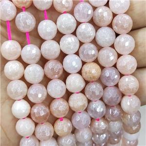 Natural Pink Aventurine Beads Faceted Round Electroplated, approx 10mm dia