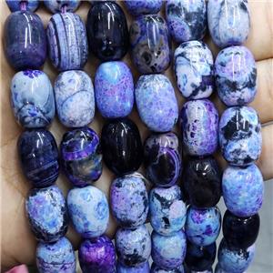 Natural Agate Beads Barrel Fired Purple Dye, approx 13-17mm, 22pcs per st