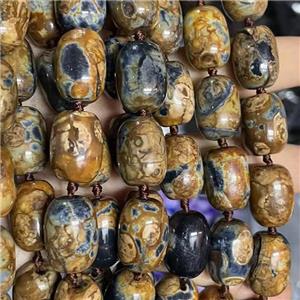 Natural Agate Beads Barrel Fired Coffee Dye, approx 13-17mm