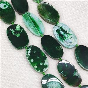 Natural Veins Agate Beads Freeform Slice Flat Green Dye, approx 25-48mm