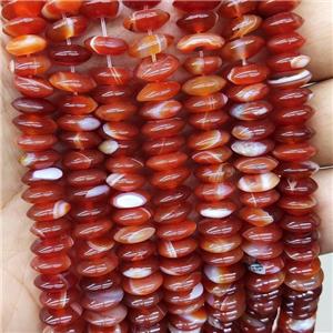 Natural Red Stripe Agate Rondelle Beads, approx 4-10mm