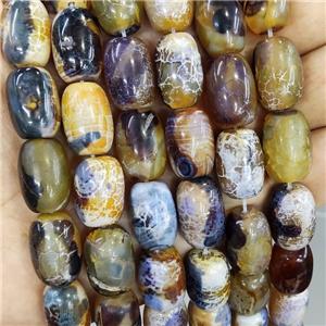 Natural Agate Barrel Beads Yellow Dye, approx 12-18mm