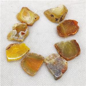 Natural Agate Slice Beads Freeform Orange Dye Top Drilled, approx 20-40mm, 20cm string