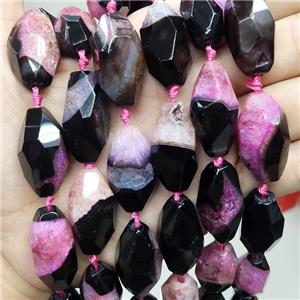 Druzy Agate Beads Faceted Rice Pink Dye, approx 15-30mm, 12pcs per st