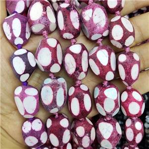 Agate Beads Freeform Red Dye Dalmatian, approx 15-25mm, 13-14pcs per st