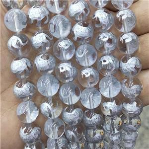 Natural Clear Quartz Beads Round Carved, approx 14mm dia